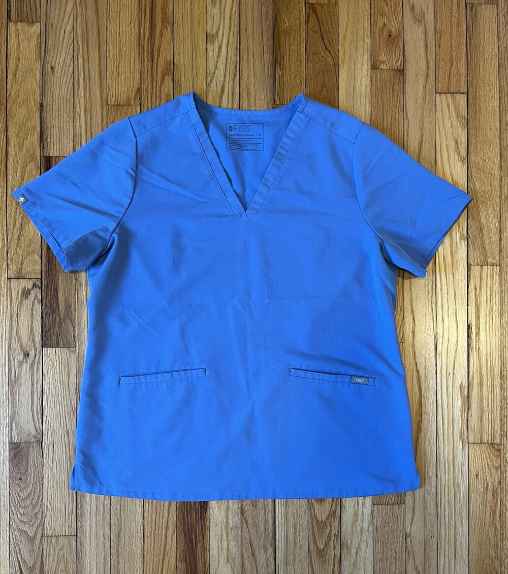 FIGS Scrubs Top Women’s XL Technical Collection Casma Three-Pocket FW1100 Blue